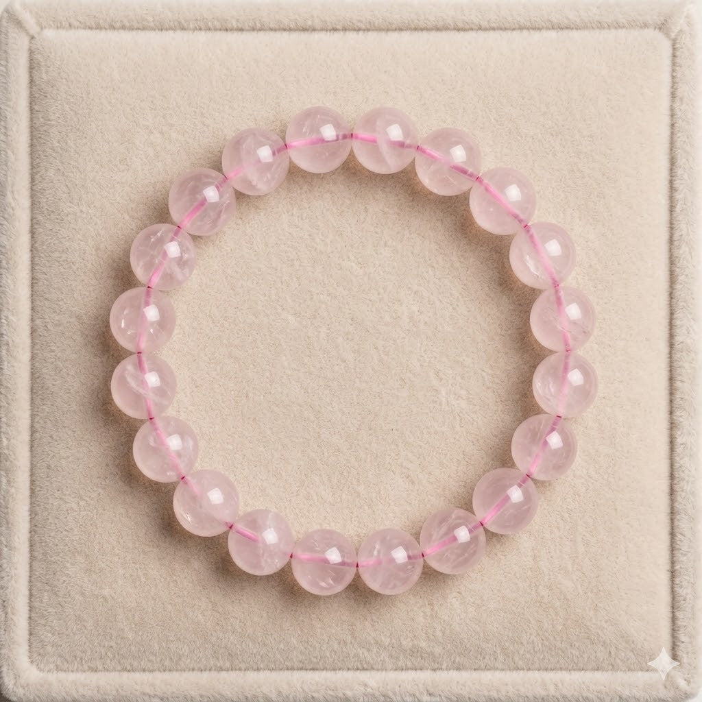 Natural Rose Quartz Bracelet - Pure Crystal Core for Unconditional Love, Emotional Healing & Self-Care - Minimalist Heart Chakra Jewelry