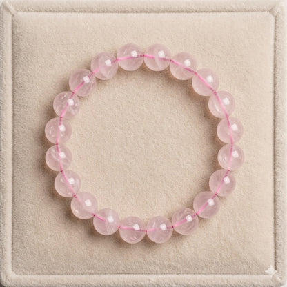 Natural Rose Quartz Bracelet - Pure Crystal Core for Unconditional Love, Emotional Healing & Self-Care - Minimalist Heart Chakra Jewelry
