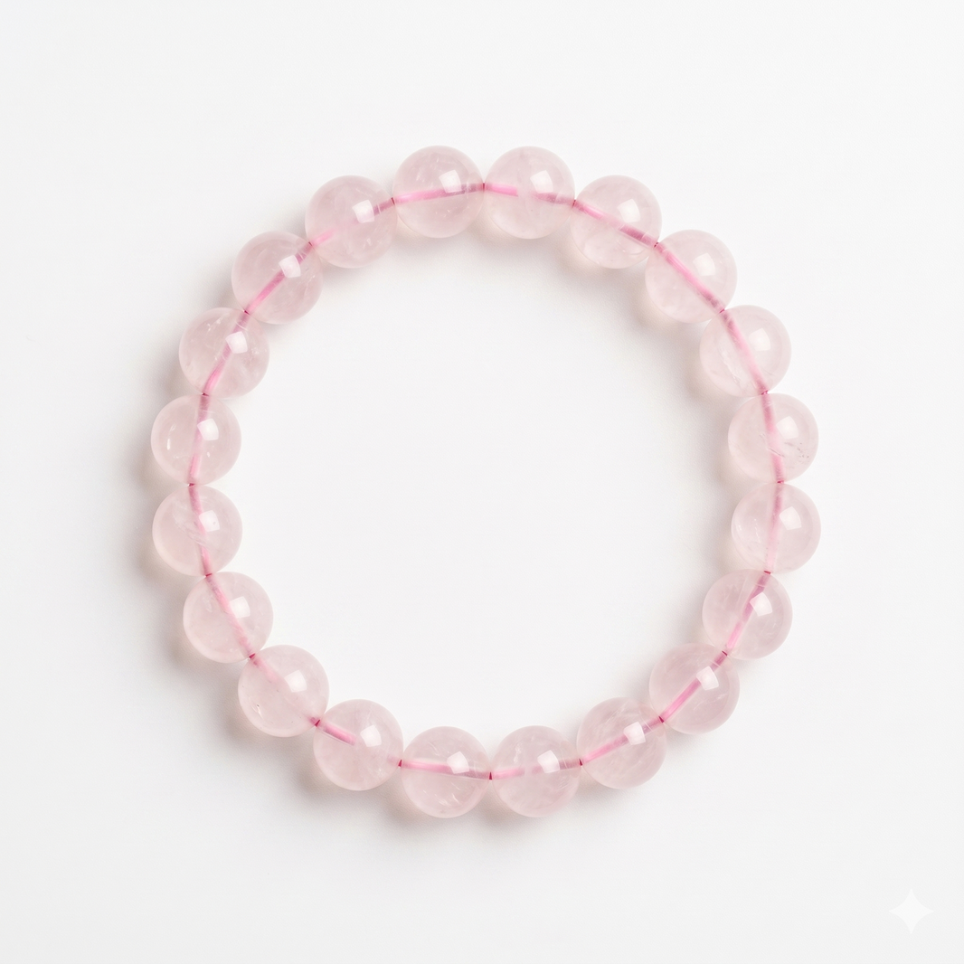 Natural Rose Quartz Bracelet - Pure Crystal Core for Unconditional Love, Emotional Healing & Self-Care - Minimalist Heart Chakra Jewelry