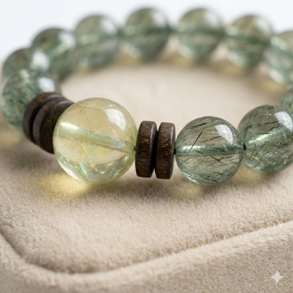 Natural Green Rutilated Quartz & Prehnite Healing Bracelet