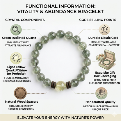 Natural Green Rutilated Quartz & Prehnite Healing Bracelet