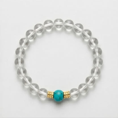 Natural Clear Quartz & Turquoise Healing Bracelet - Energy Cleansing Crystal Jewelry for Balance, Protection & Clarity