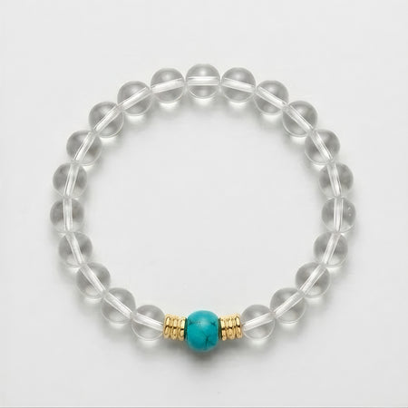 Natural Clear Quartz & Turquoise Healing Bracelet - Energy Cleansing Crystal Jewelry for Balance, Protection & Clarity