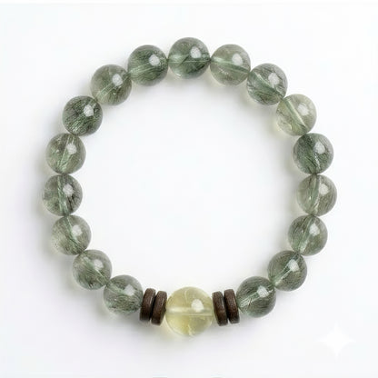 Natural Green Rutilated Quartz & Prehnite Healing Bracelet