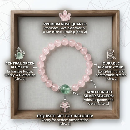 Natural Rose Quartz & Green Fluorite Crystal - Self-Love, Emotional Balance & Focus Jewelry