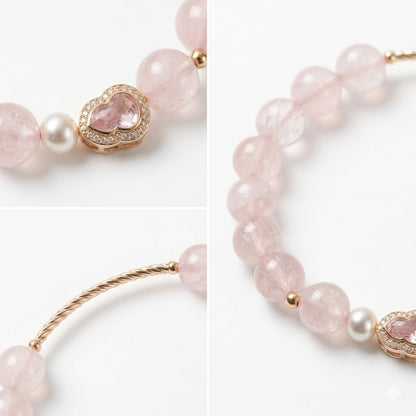 Natural Rose Quartz & Pearl with Elegant Gold-Toned Bar - Deep Self-Love, Compassion & Feminine Energy Jewelry