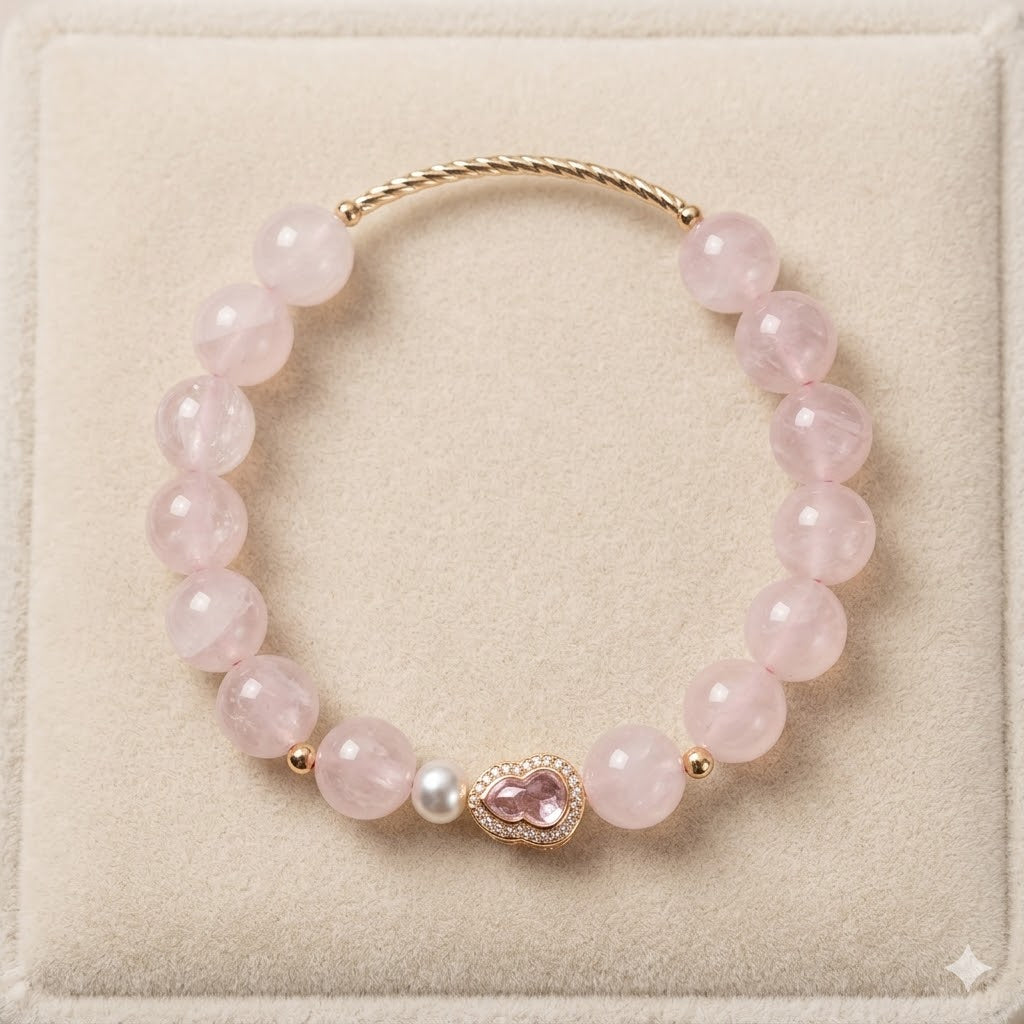 Natural Rose Quartz & Pearl with Elegant Gold-Toned Bar - Deep Self-Love, Compassion & Feminine Energy Jewelry