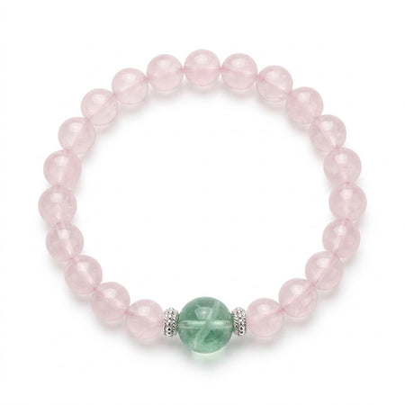 Natural Rose Quartz & Green Fluorite Crystal - Self-Love, Emotional Balance & Focus Jewelry