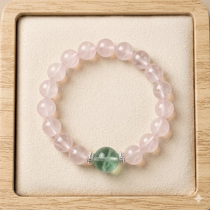 Natural Rose Quartz & Green Fluorite Crystal - Self-Love, Emotional Balance & Focus Jewelry