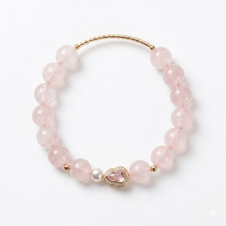 Natural Rose Quartz & Pearl with Elegant Gold-Toned Bar - Deep Self-Love, Compassion & Feminine Energy Jewelry